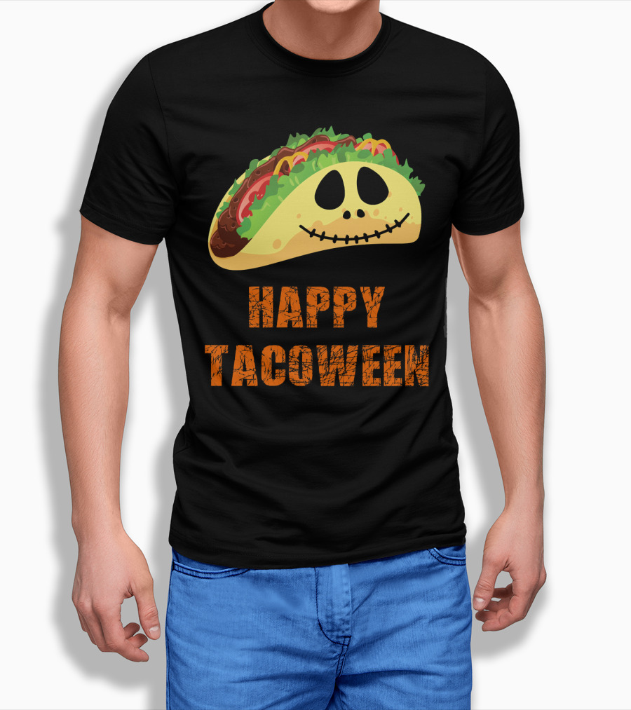 Happy Tacoween Halloween Taco Skeleton Face T-Shirt