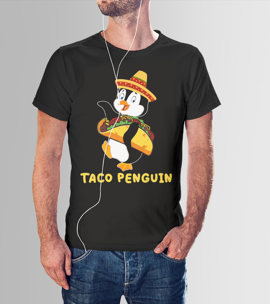Taco Penguin Wearing Sombrero Celebrating Cinco De Mayo Fiesta T-Shirt