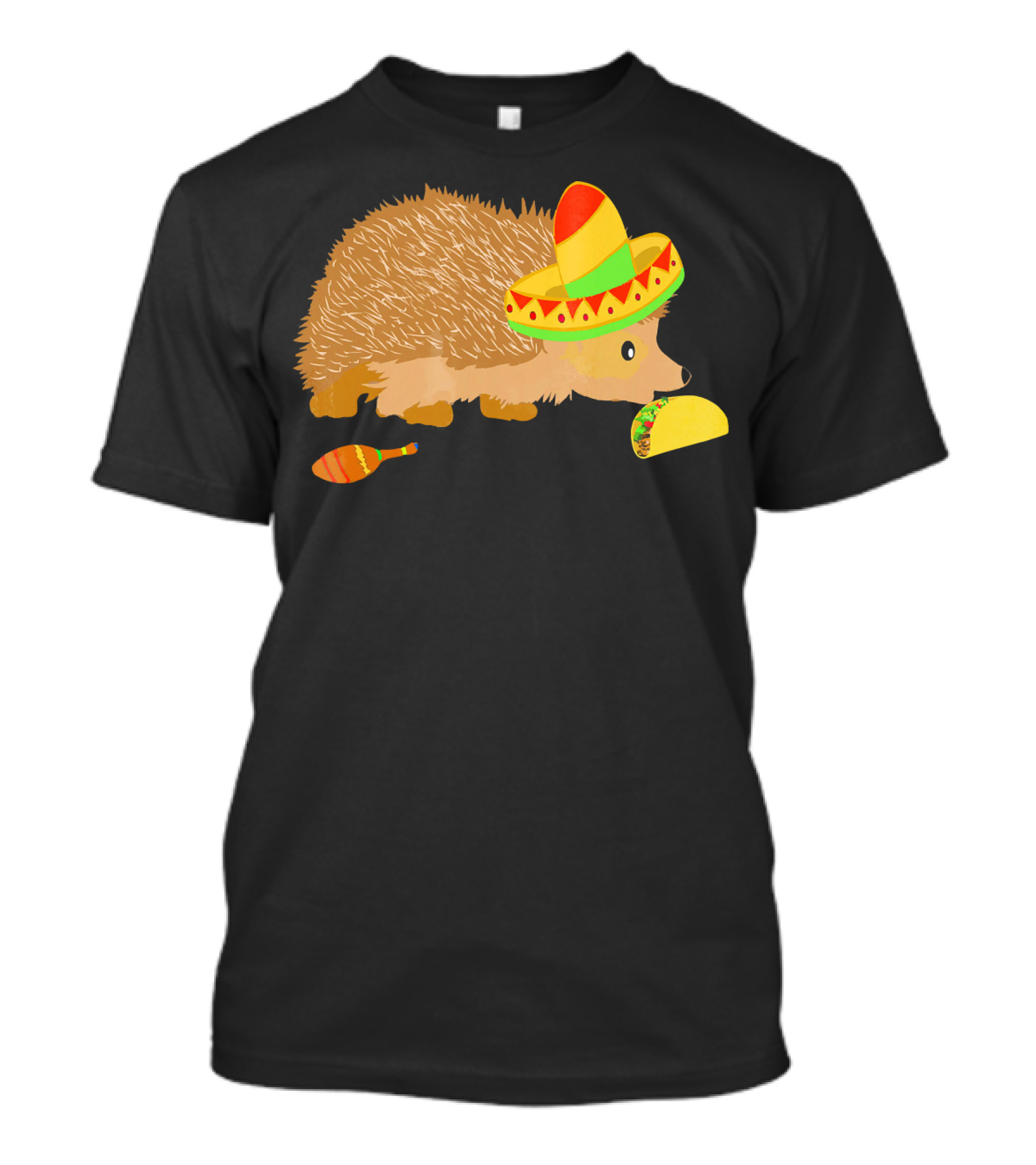 Hedgehog Wearing Sombrero With Maracas And Tacos T-Shirt