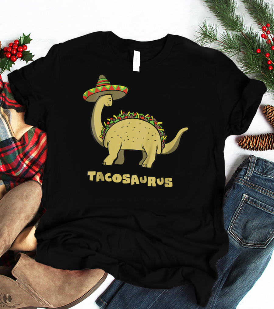 Kids Funny Tacosaurus Dinosaur With Sombrero Hat T-Shirt