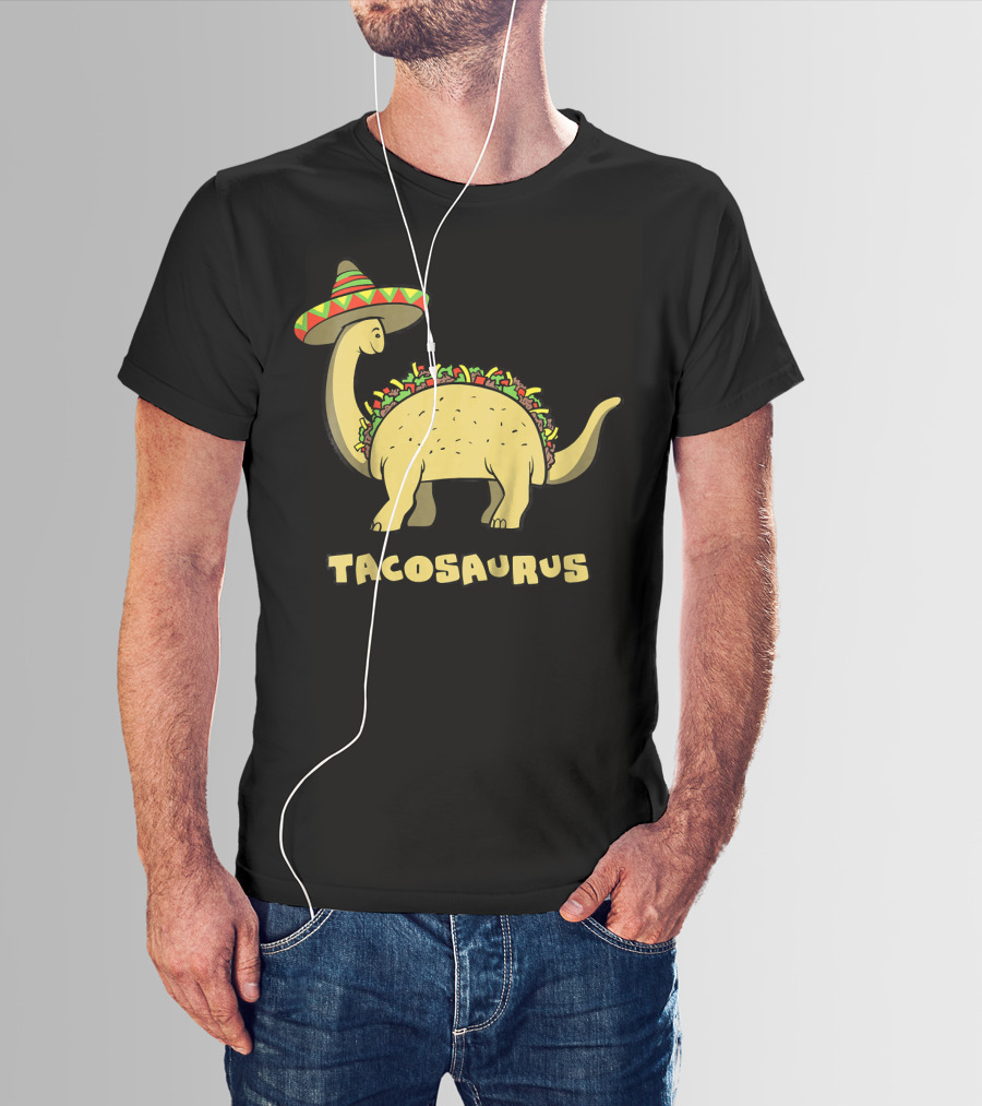 Kids Funny Tacosaurus Dinosaur With Sombrero Hat T-Shirt