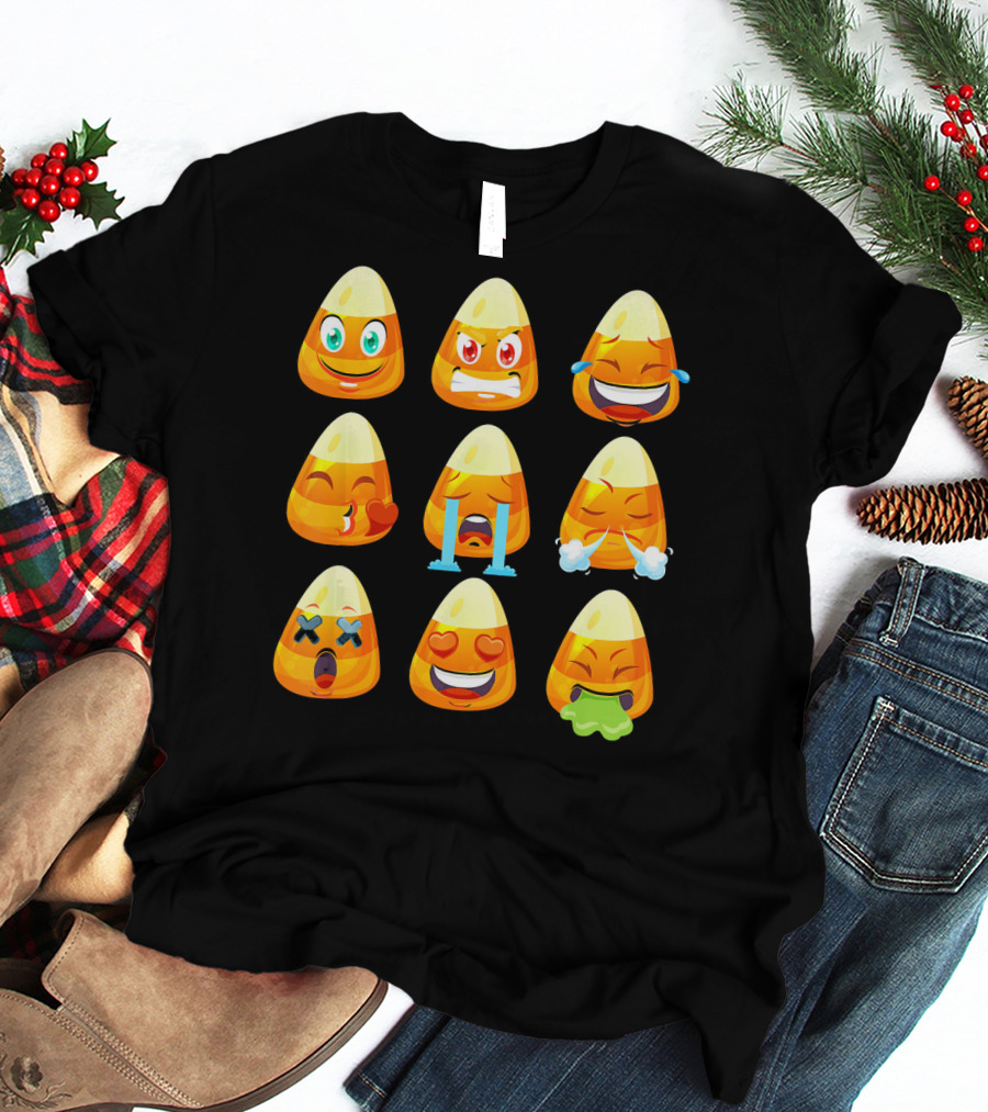 Candy Corn Emoticons Love Faces Expressions T-Shirt