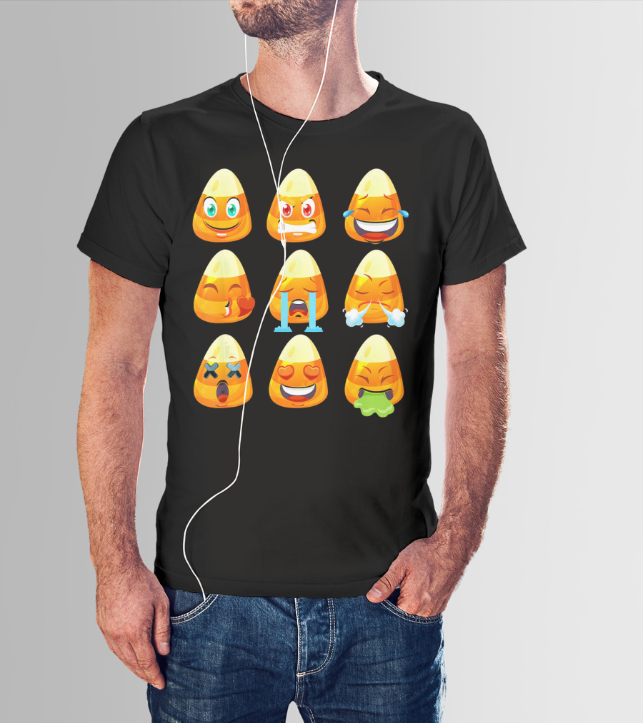 Candy Corn Emoticons Love Faces Expressions T-Shirt