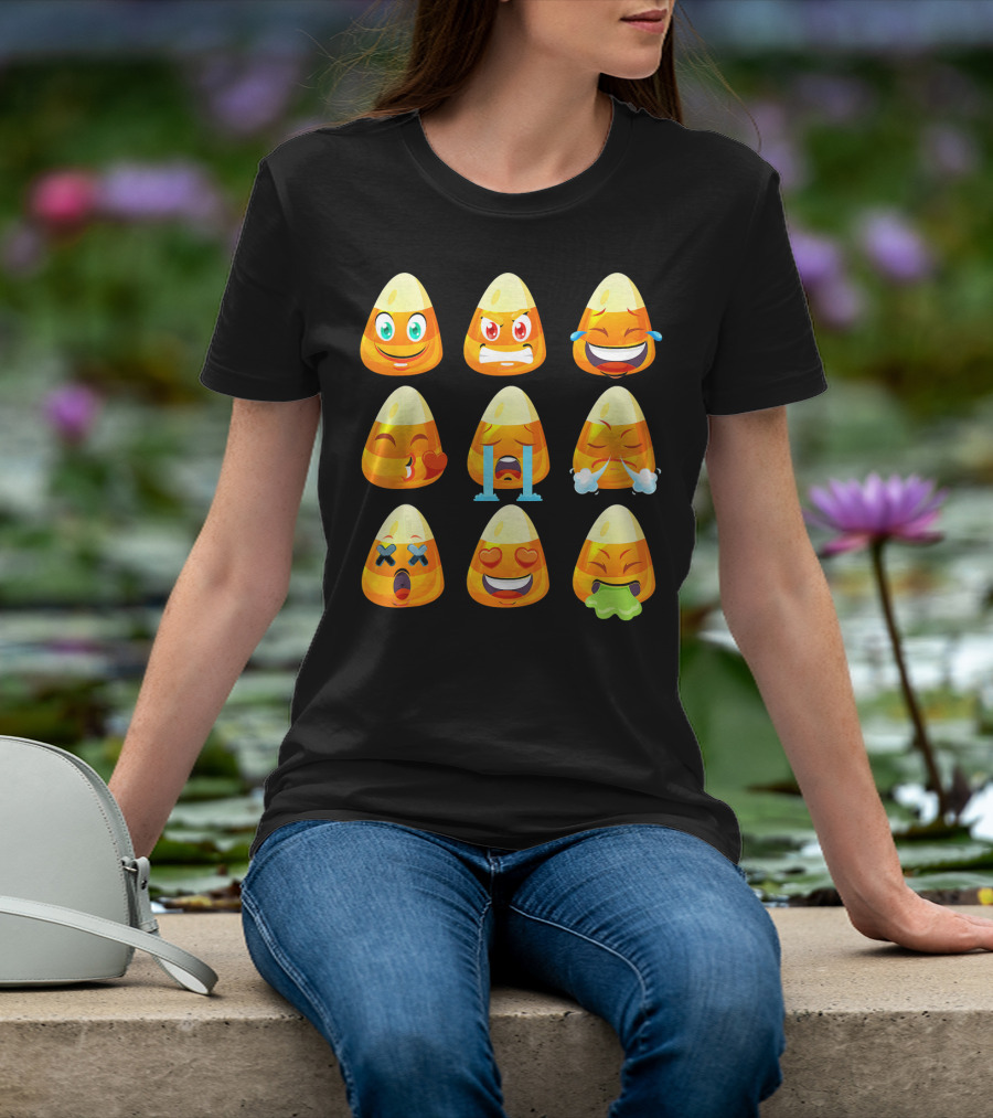 Candy Corn Emoticons Love Faces Expressions T-Shirt