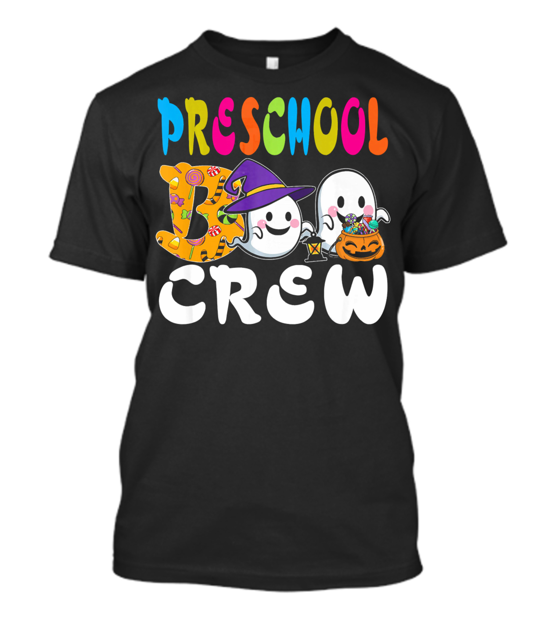 Preschool Boo Crew Halloween Ghosts Candy Wizard Hat T-Shirt