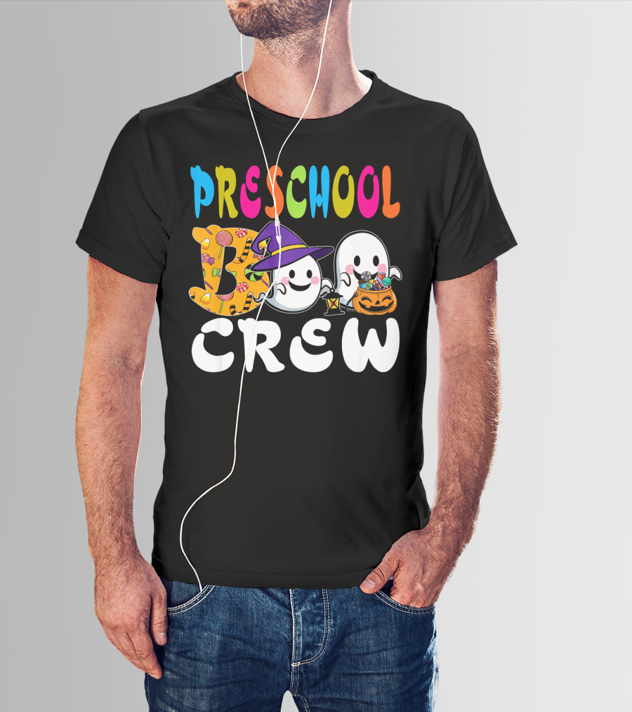 Preschool Boo Crew Halloween Ghosts Candy Wizard Hat T-Shirt