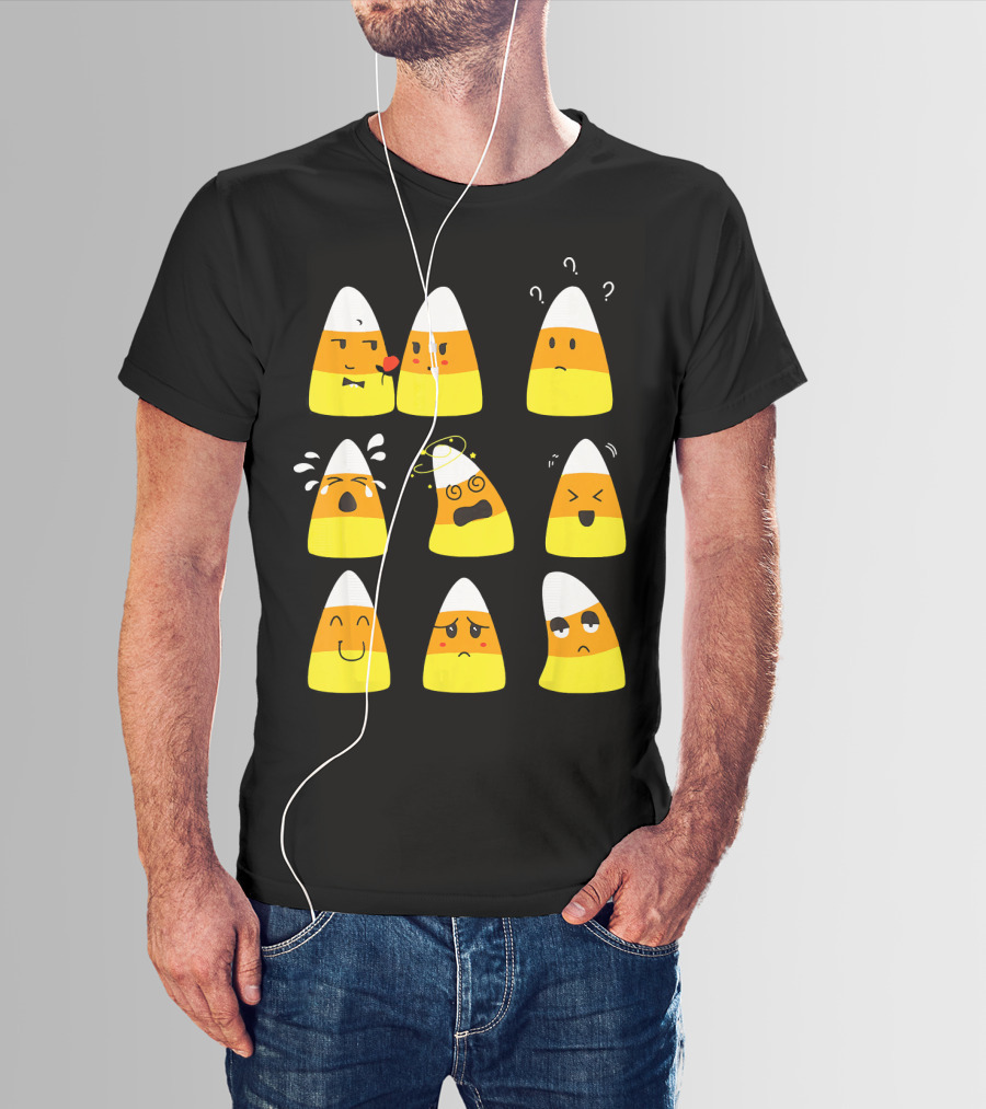 Candy Corn Emoticons Expressive Faces T-Shirt