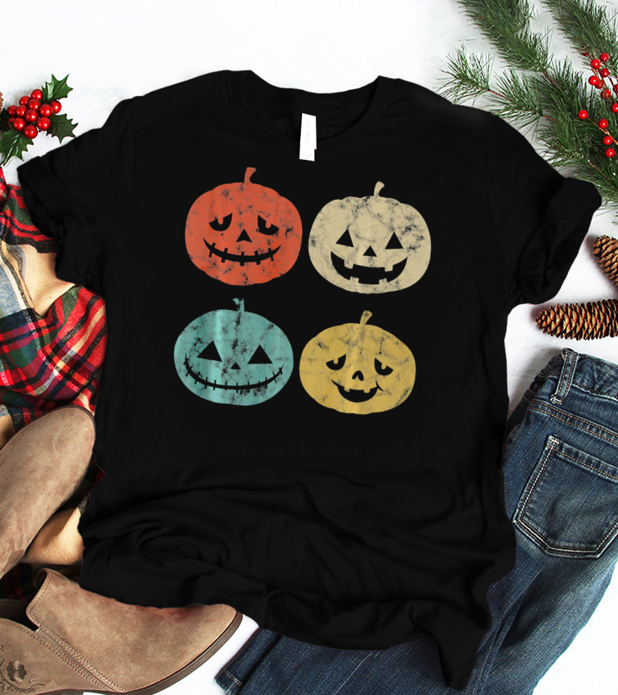 Vintage Pumpkin Funny Halloween Jack-O'-Lanterns T-Shirt