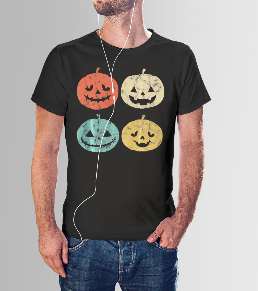 Vintage Pumpkin Funny Halloween Jack-O'-Lanterns T-Shirt