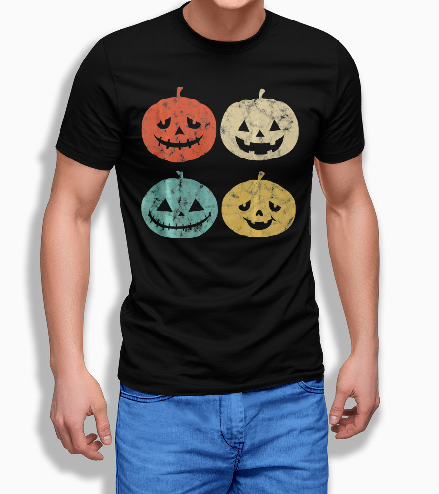 Vintage Pumpkin Funny Halloween Jack-O'-Lanterns T-Shirt