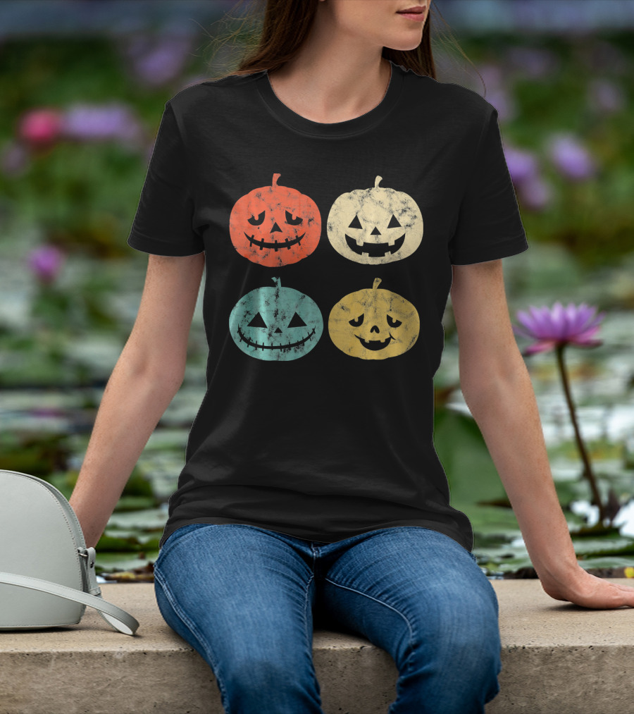 Vintage Pumpkin Funny Halloween Jack-O'-Lanterns T-Shirt