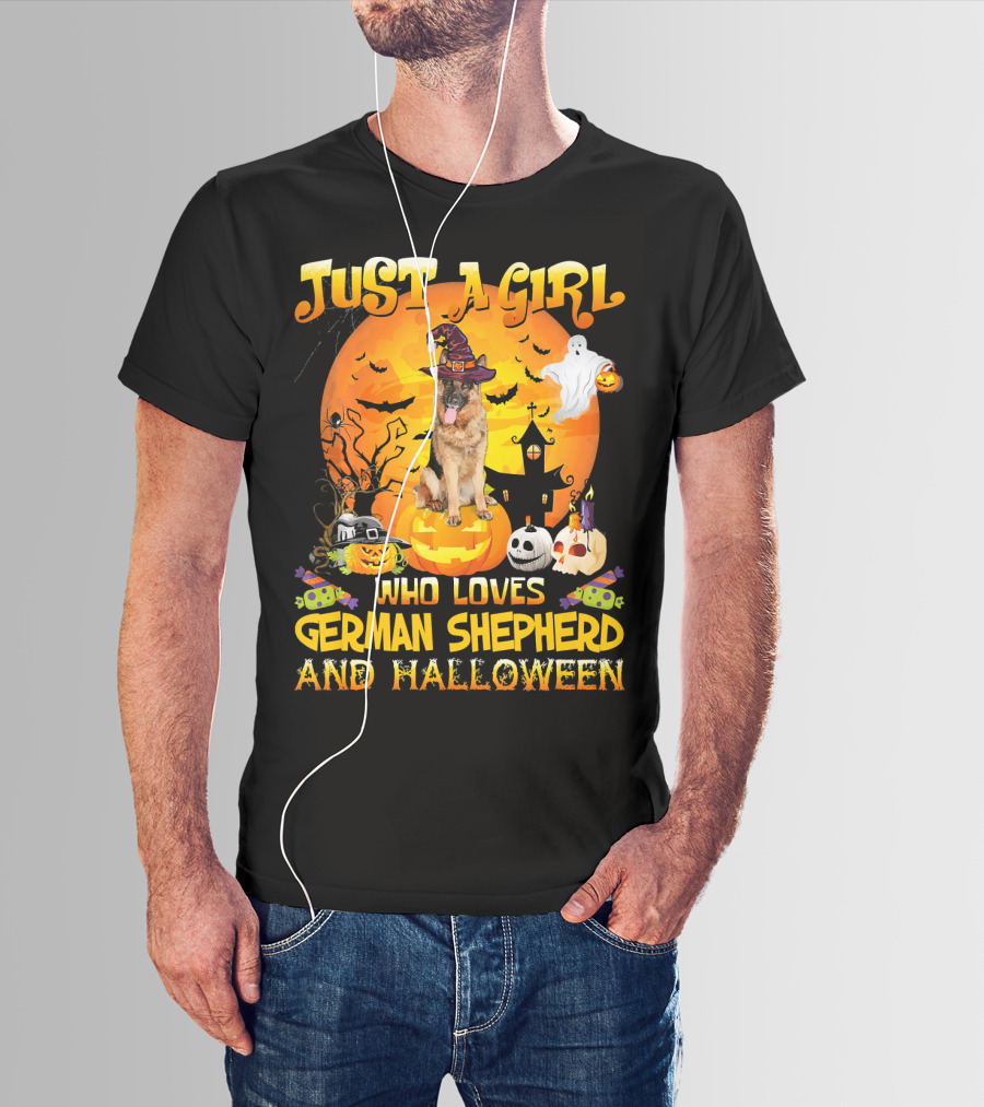 Just A Girl Who Loves German Shepherd And Halloween T-Shirt