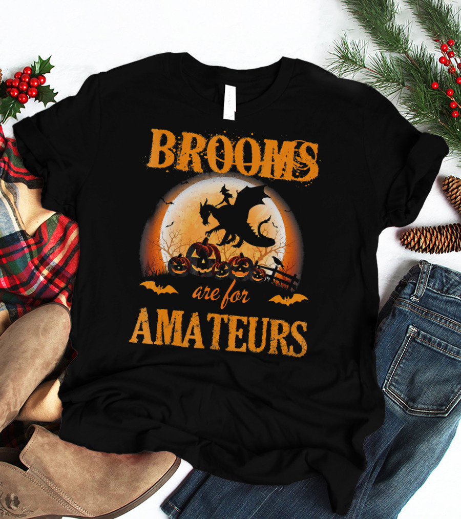 Brooms Are For Amateurs Halloween Dragon Costume T-Shirt