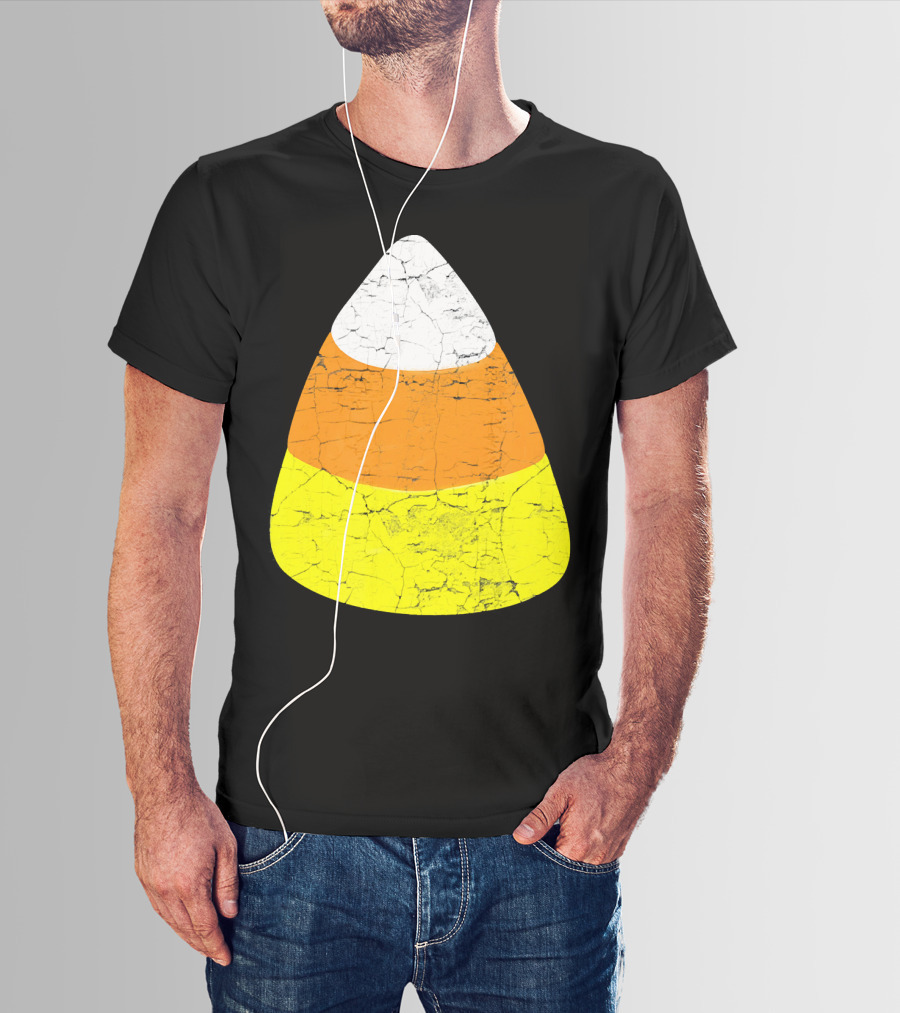 Halloween Candy Corn Vintage Crackle Texture T-Shirt