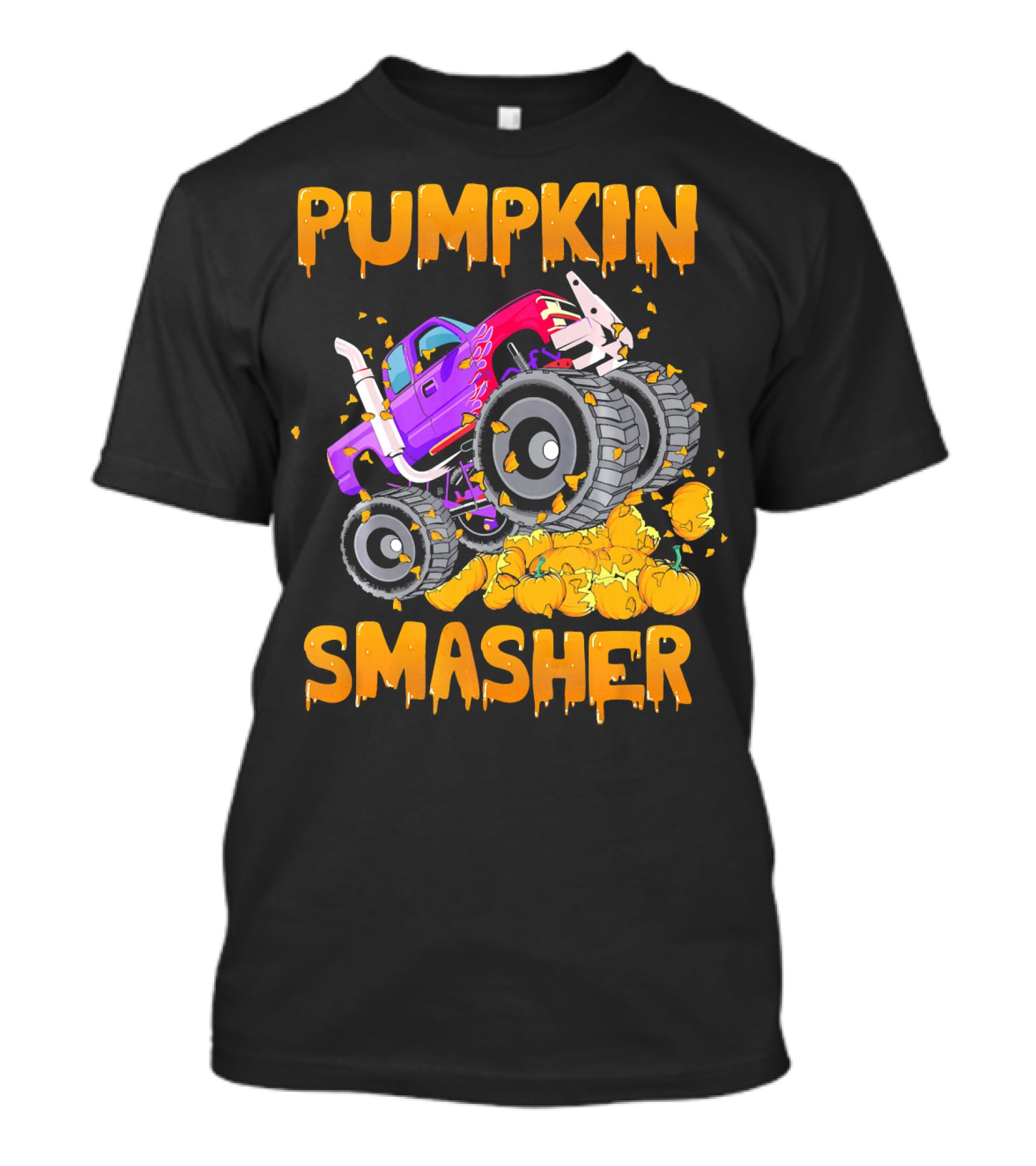 Pumpkin Smasher Halloween Monster Truck T-Shirt