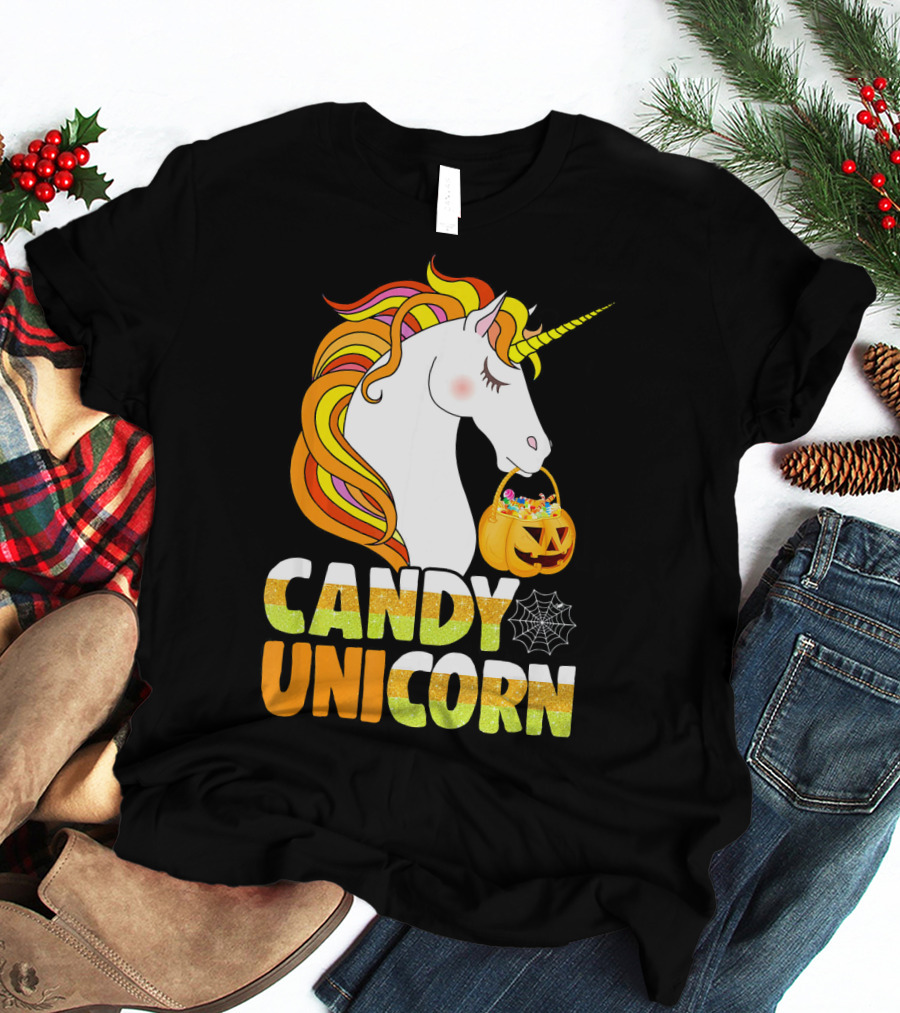 Candy Unicorn Halloween Basket T-Shirt
