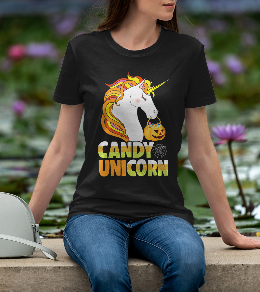 Candy Unicorn Halloween Basket T-Shirt
