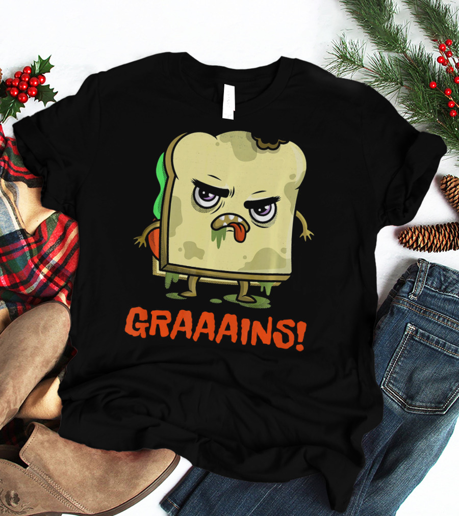 Halloween Zombie Sandwich Graaains Food Grains T-Shirt