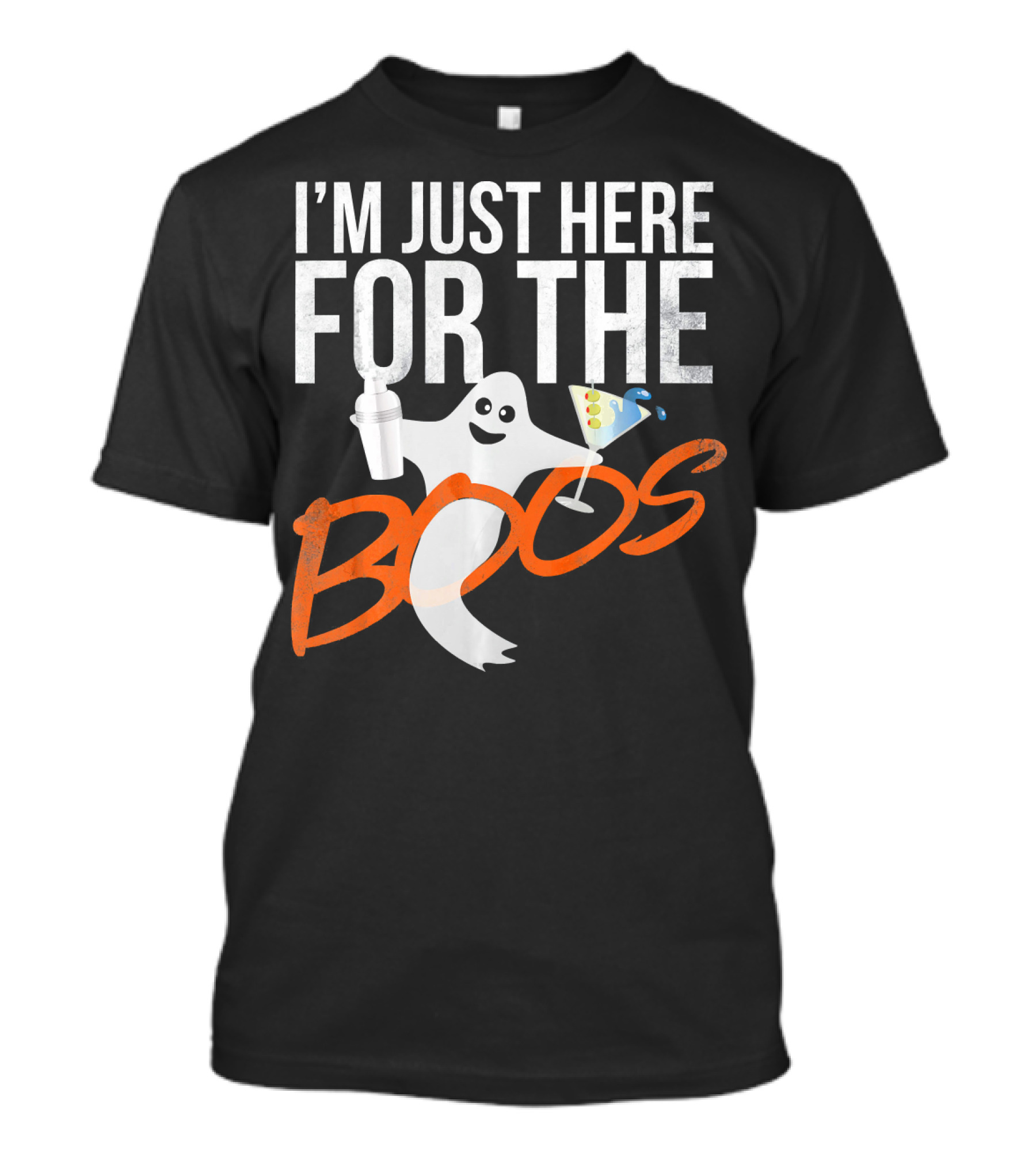 I'm Just Here For The Boos Ghost Holding Cocktail And Drink Shaker T-Shirt