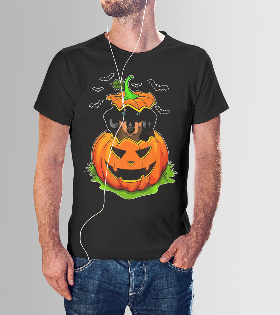 Halloween Dachshund Dog Lovers Pumpkin Grunge T-Shirt