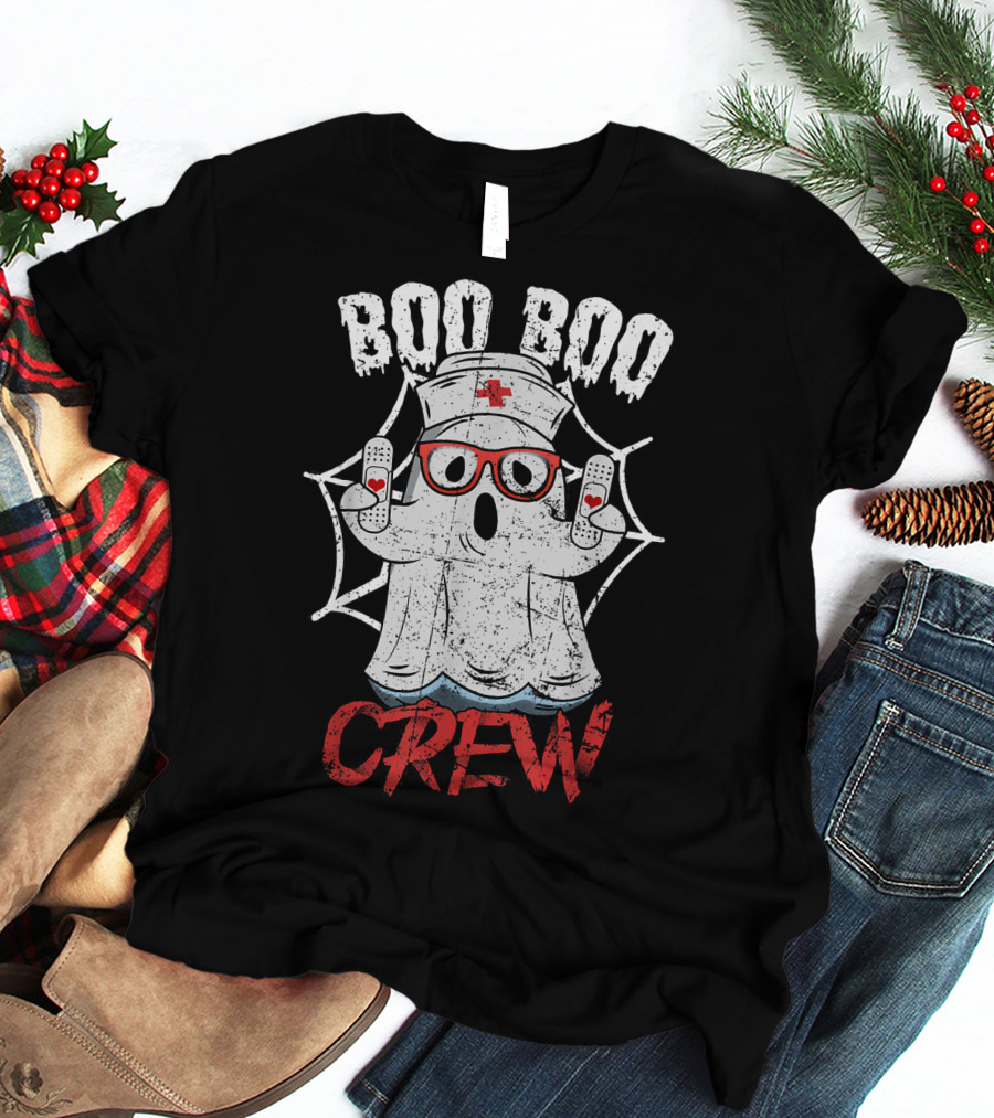 Boo Boo Crew Halloween Costume Nurse Ghost T-Shirt