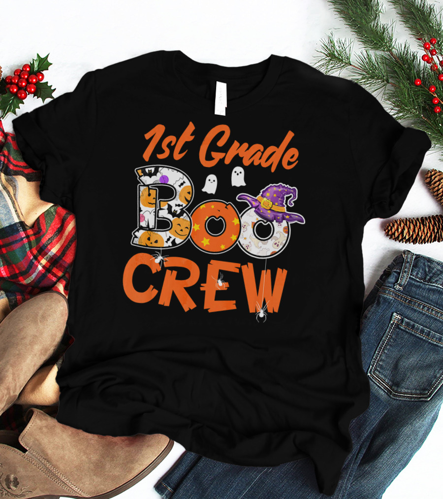 1st Grade Boo Crew Halloween Teacher Kids T-Shirt