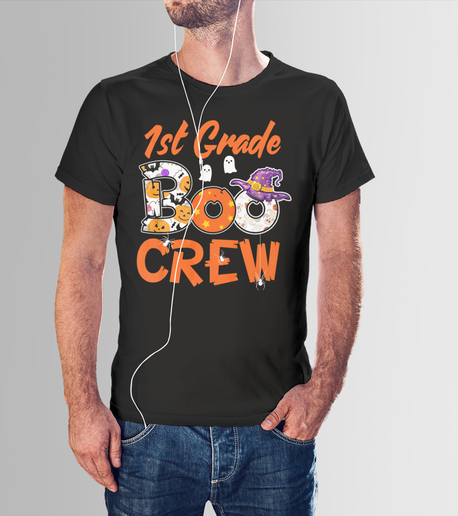 1st Grade Boo Crew Halloween Teacher Kids T-Shirt
