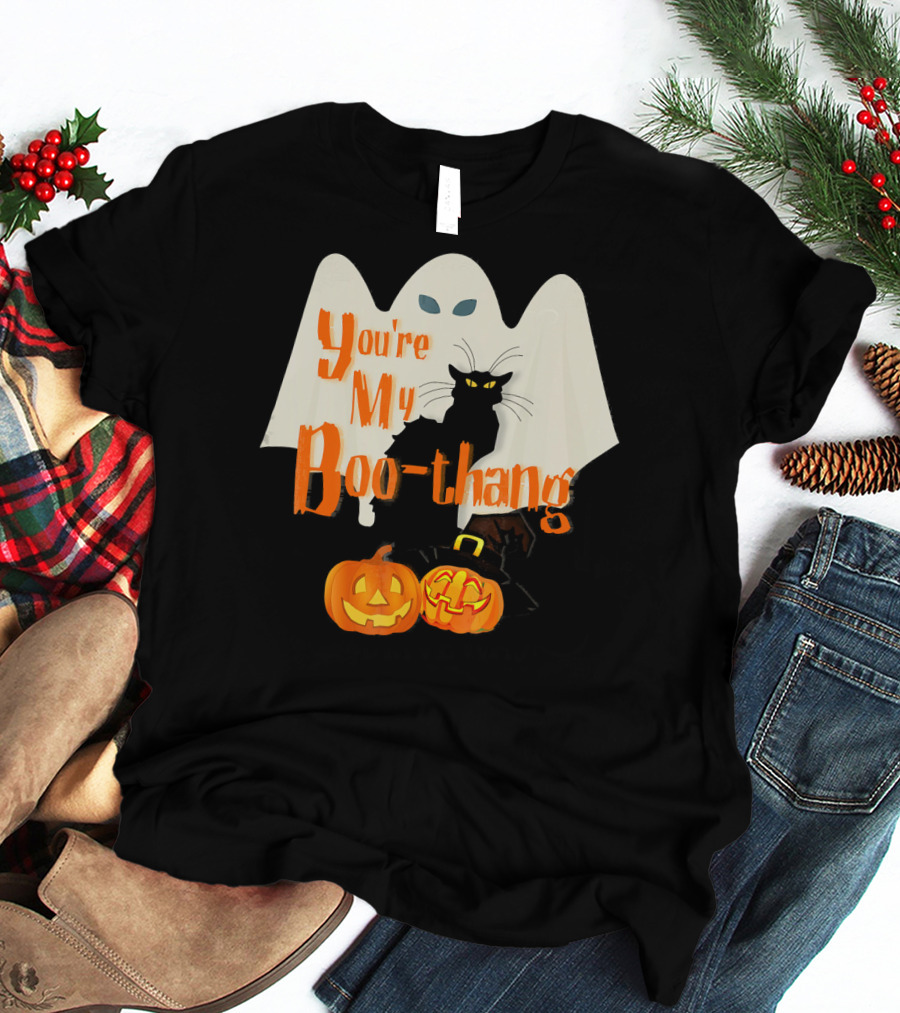 You're My Boo-Thang Halloween Ghost Black Cat Pumpkins T-Shirt