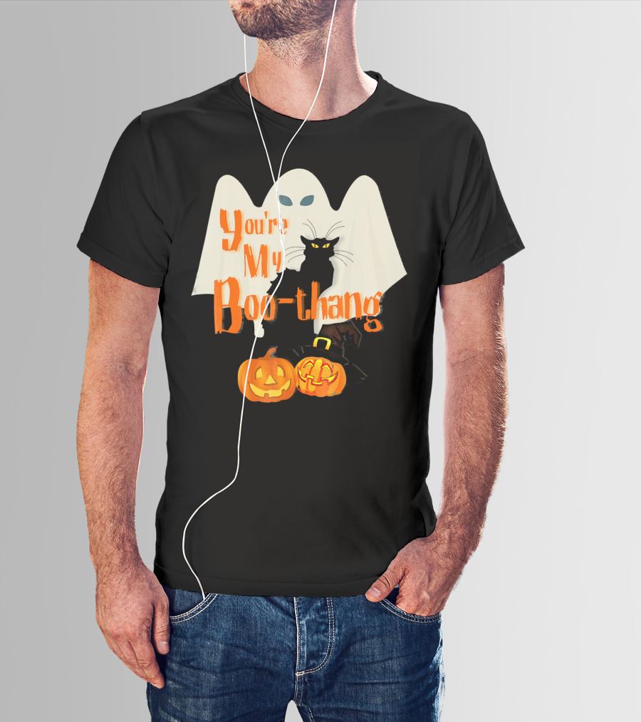 You're My Boo-Thang Halloween Ghost Black Cat Pumpkins T-Shirt