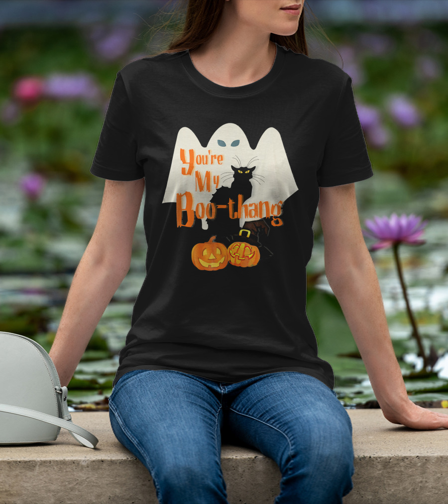 You're My Boo-Thang Halloween Ghost Black Cat Pumpkins T-Shirt