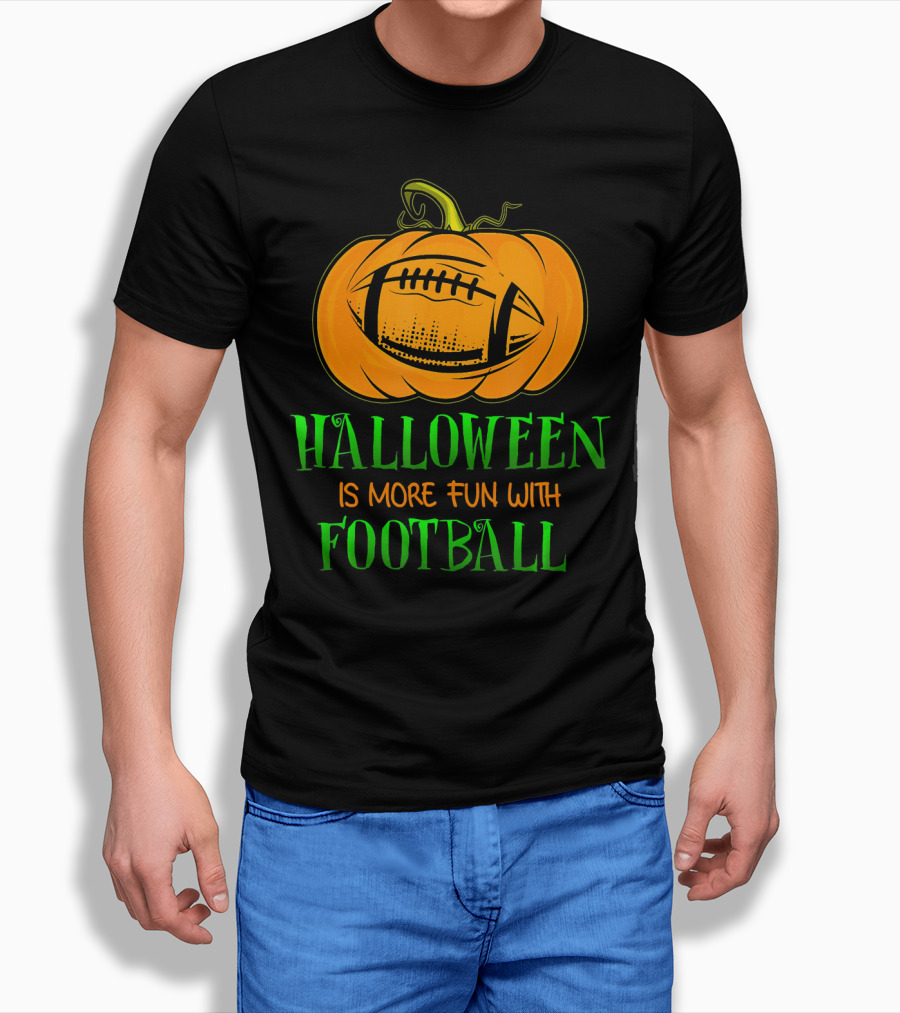 Halloween Is More Fun With Football Pumpkin T-Shirt