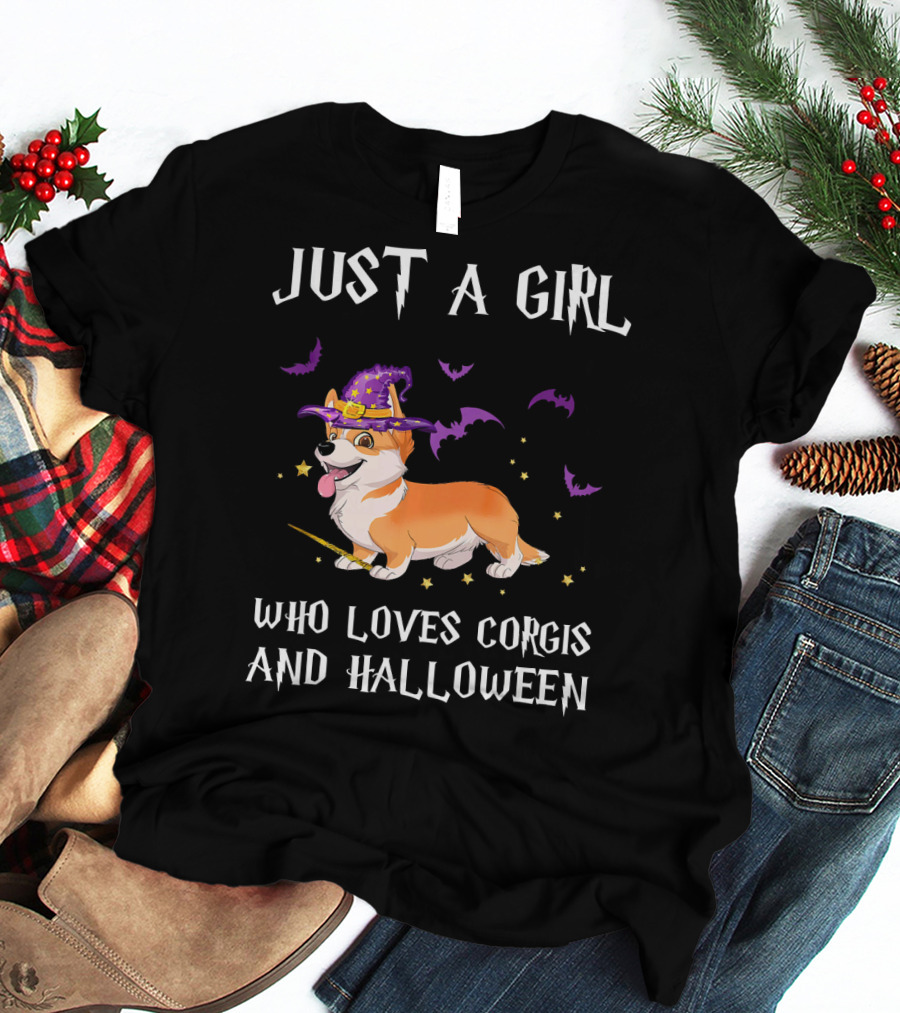 Just A Girl Who Loves Corgis And Halloween T-Shirt