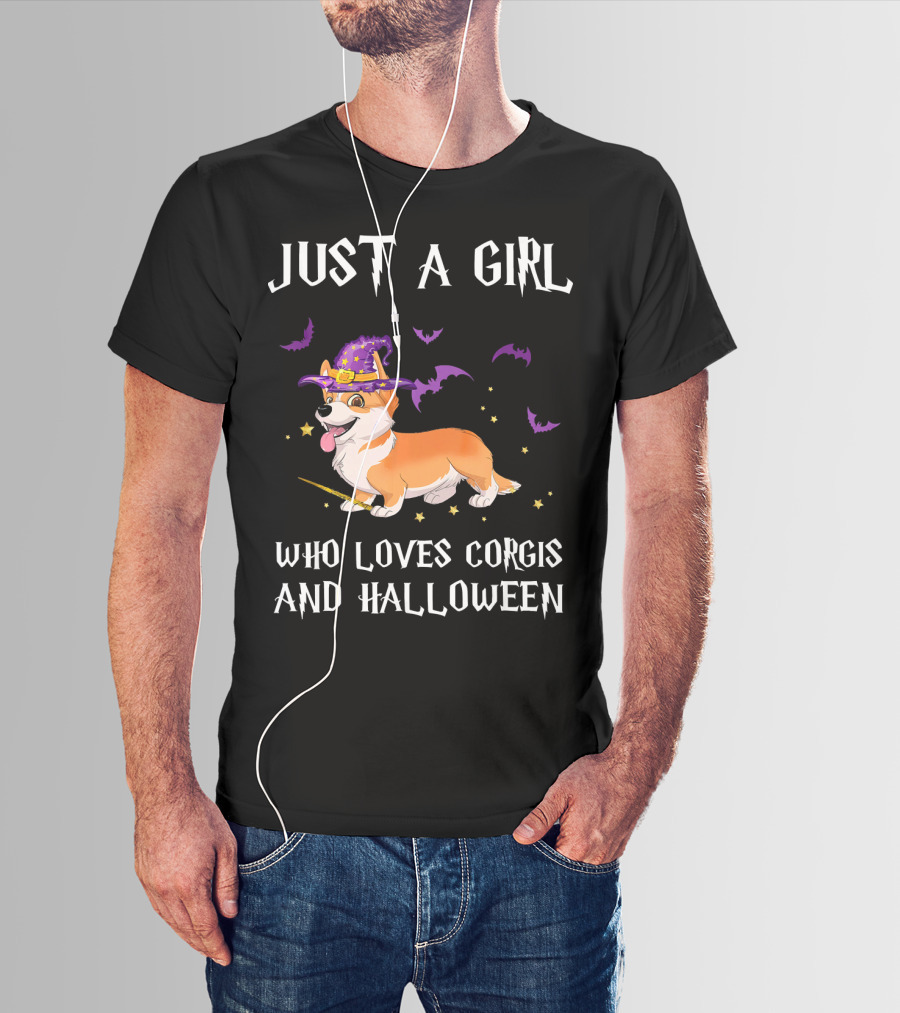 Just A Girl Who Loves Corgis And Halloween T-Shirt