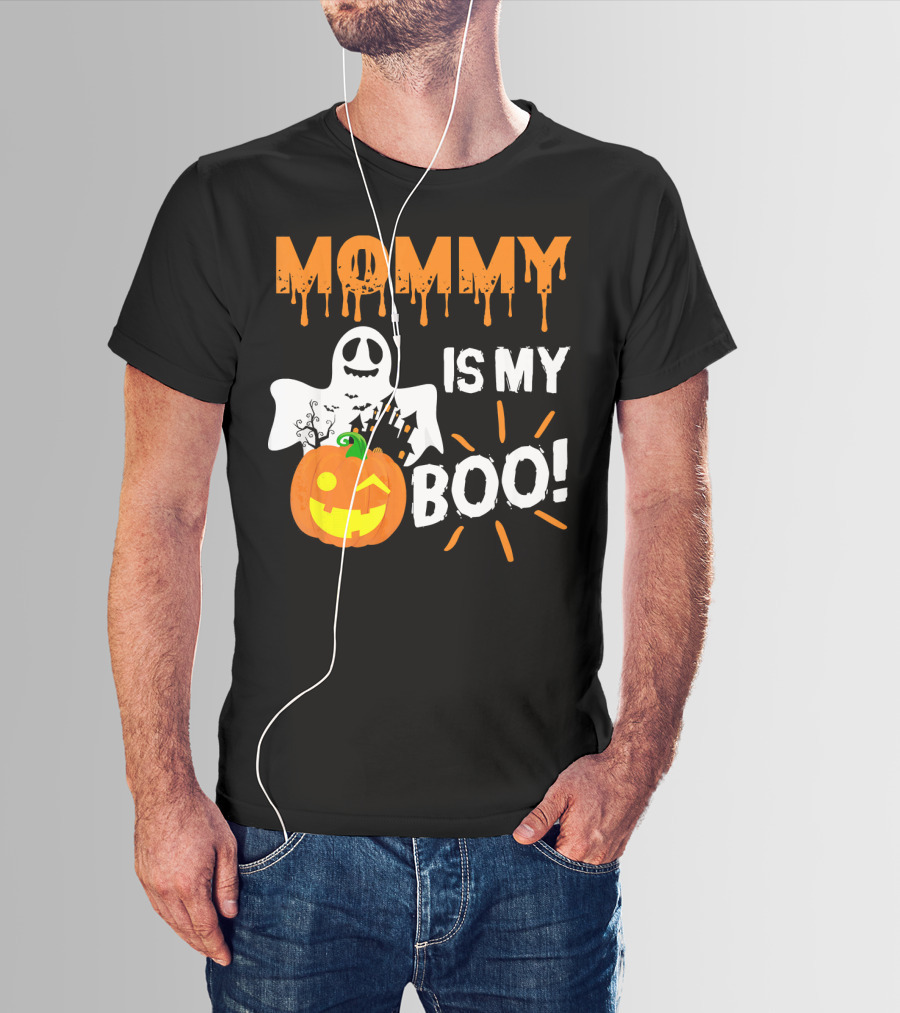 MOMMY IS MY BOO Ghost Pumpkin Halloween T-Shirt
