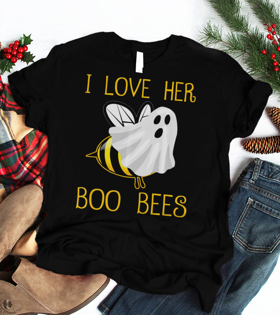 I Love Her Boo Bees Halloween Couple T-Shirt