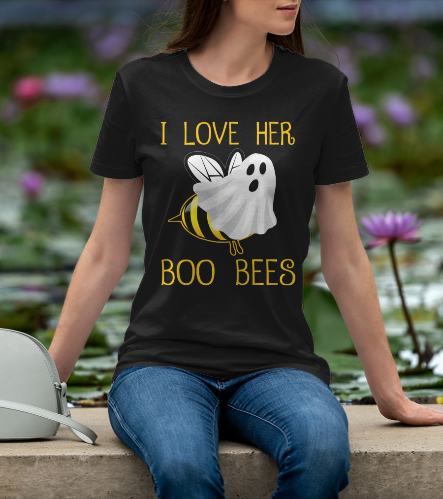 I Love Her Boo Bees Halloween Couple T-Shirt
