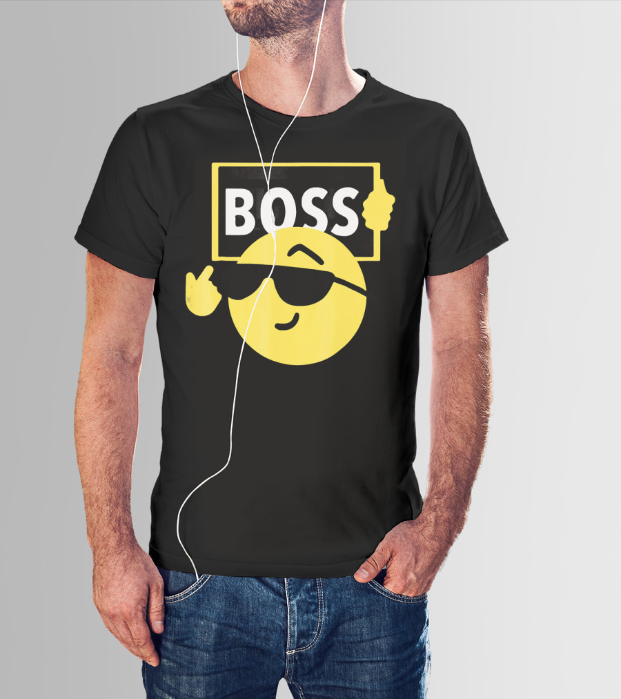 Halloween Funny Boss Emoji Sunglasses Mood T-Shirt