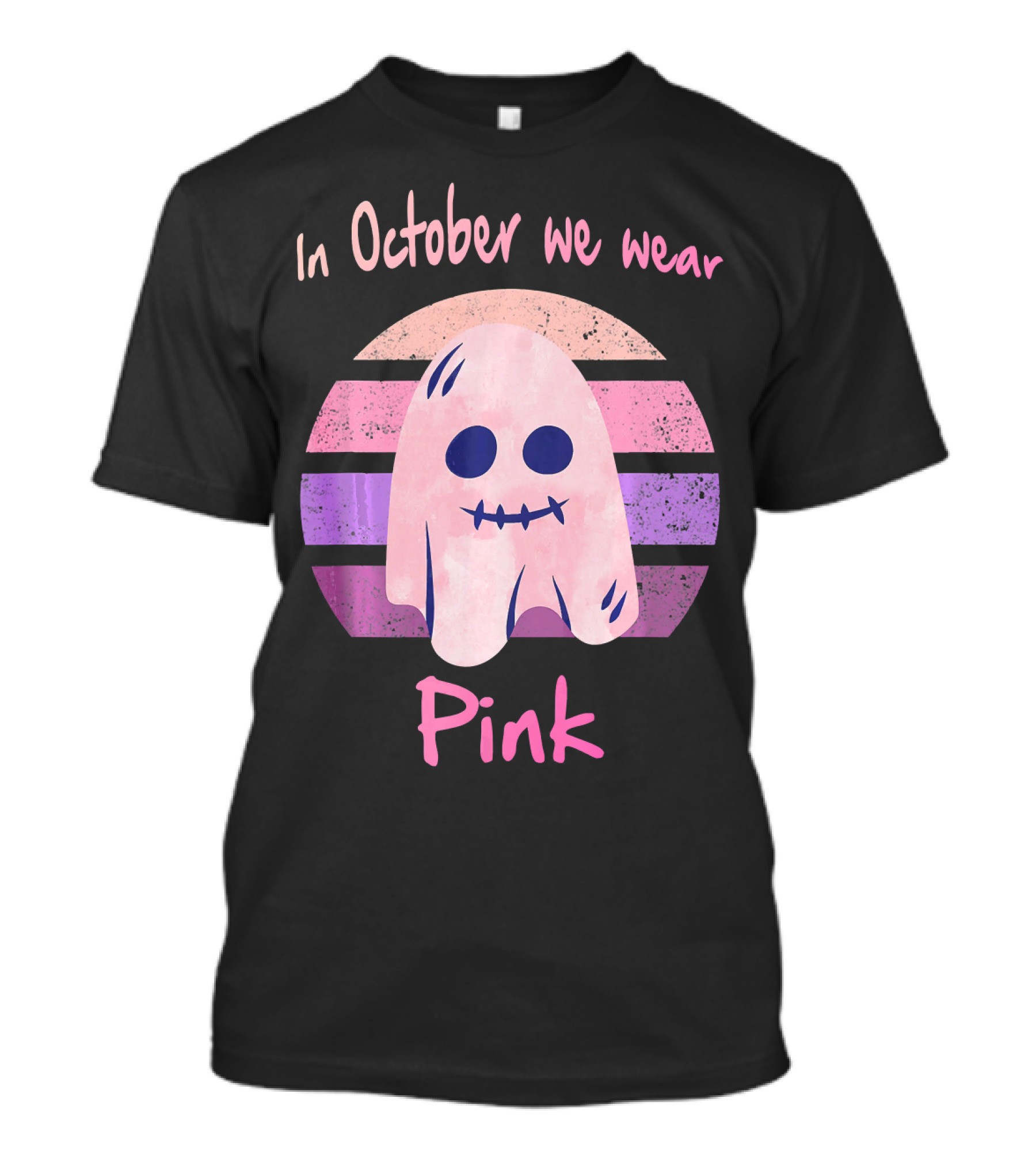 In October We Wear Pink Ghost Boo Breast Cancer Awareness T-Shirt