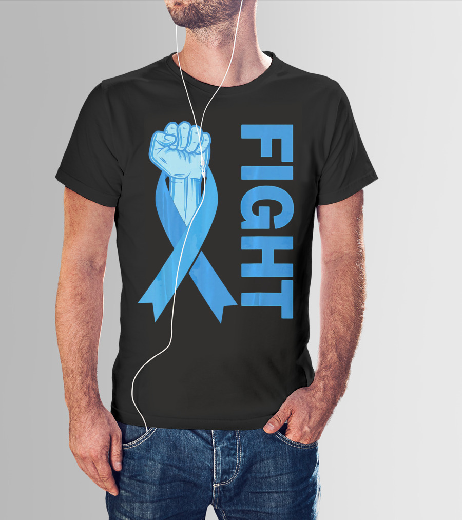 Fight Support Colon Cancer Awareness Rib Symbol Fist T-Shirt