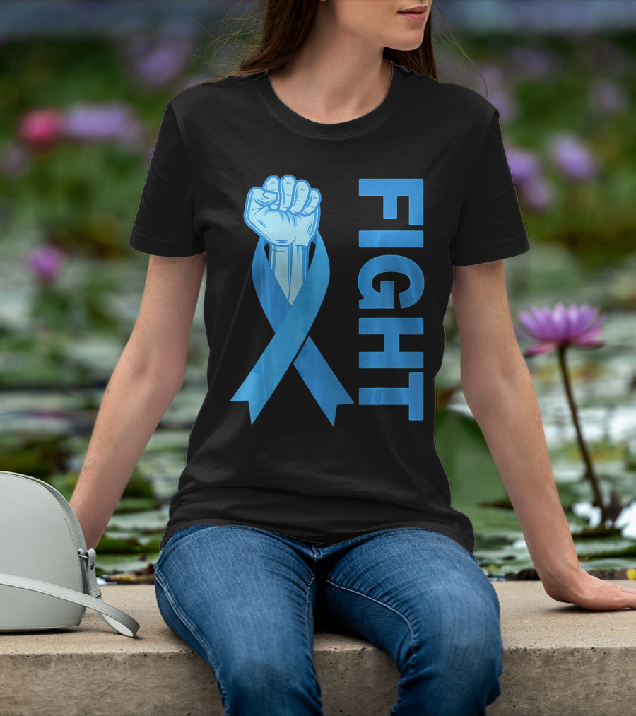 Fight Support Colon Cancer Awareness Rib Symbol Fist T-Shirt