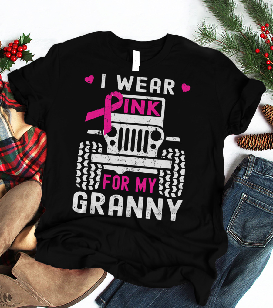 I Wear Pink For My Granny Jeep Breast Cancer Awareness T-Shirt