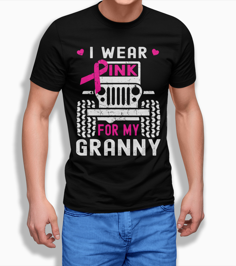 I Wear Pink For My Granny Jeep Breast Cancer Awareness T-Shirt