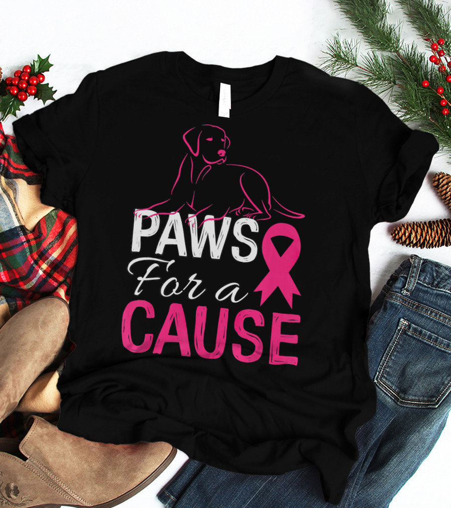 Paws For A Cause Breast Cancer Awareness Pink T-Shirt