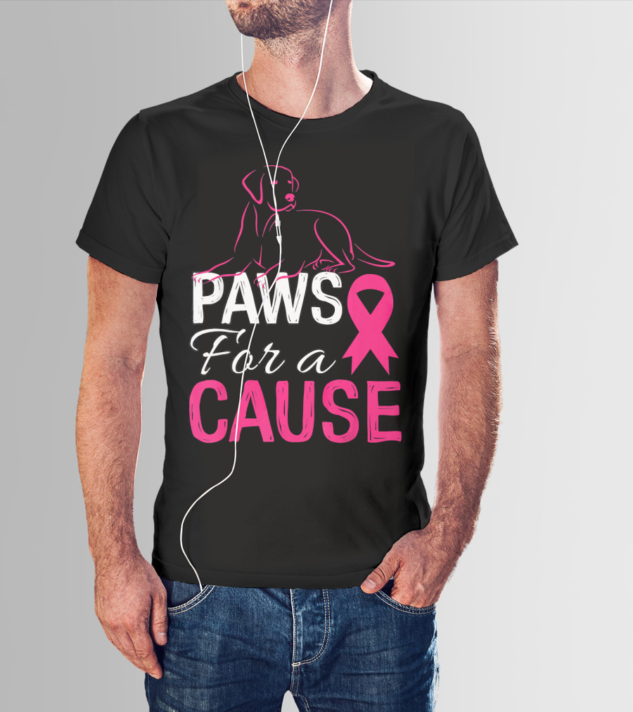 Paws For A Cause Breast Cancer Awareness Pink T-Shirt