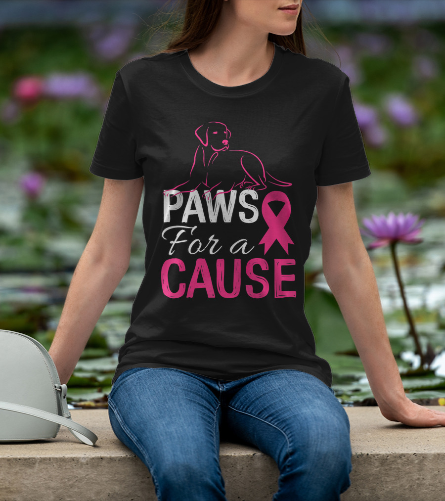 Paws For A Cause Breast Cancer Awareness Pink T-Shirt