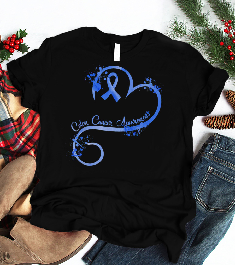 Heart Ribbon Colon Cancer Awareness T-Shirt