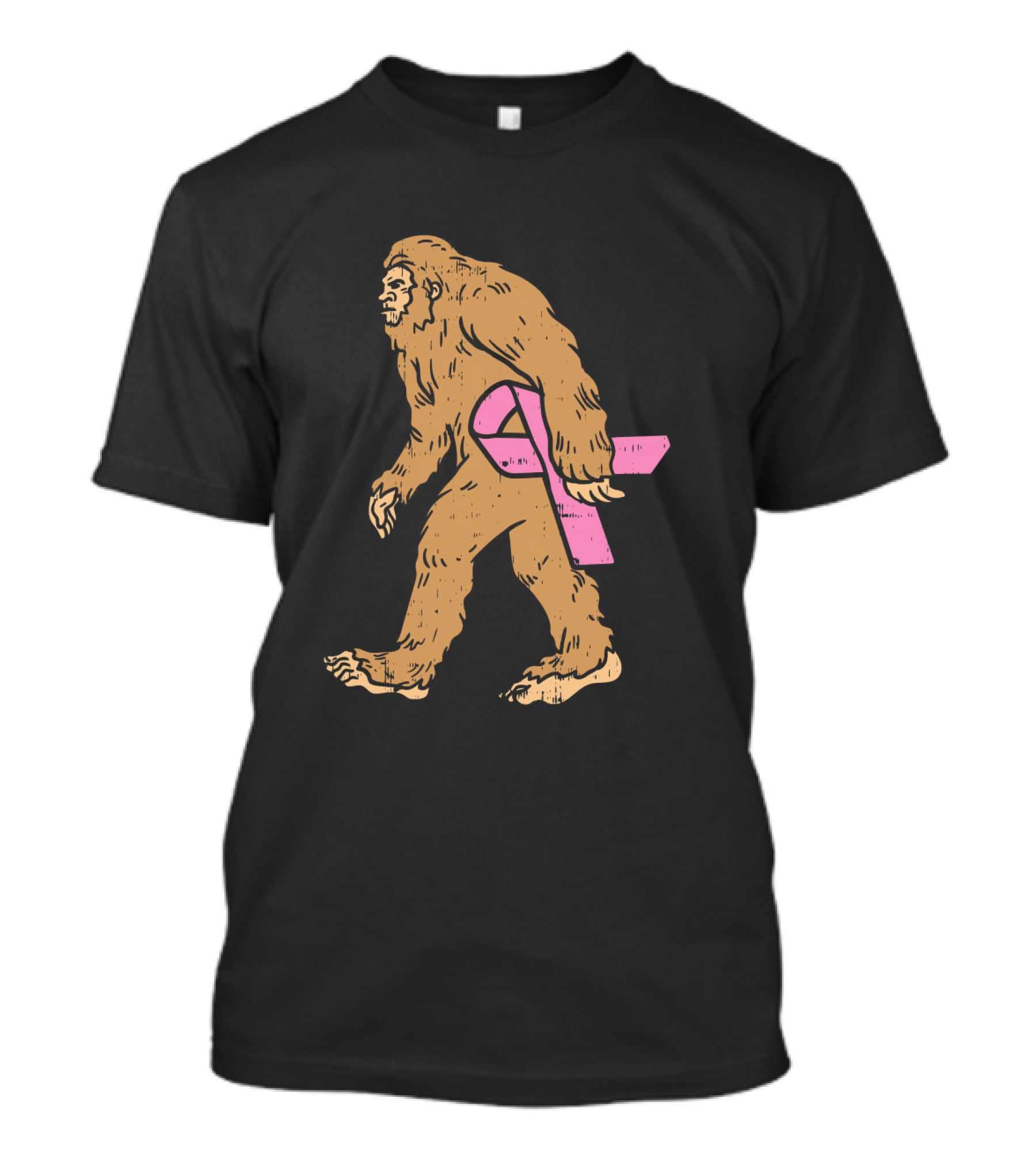 Bigfoot Sasquatch Funny Pink Ribbon Breast Cancer Awareness T-Shirt