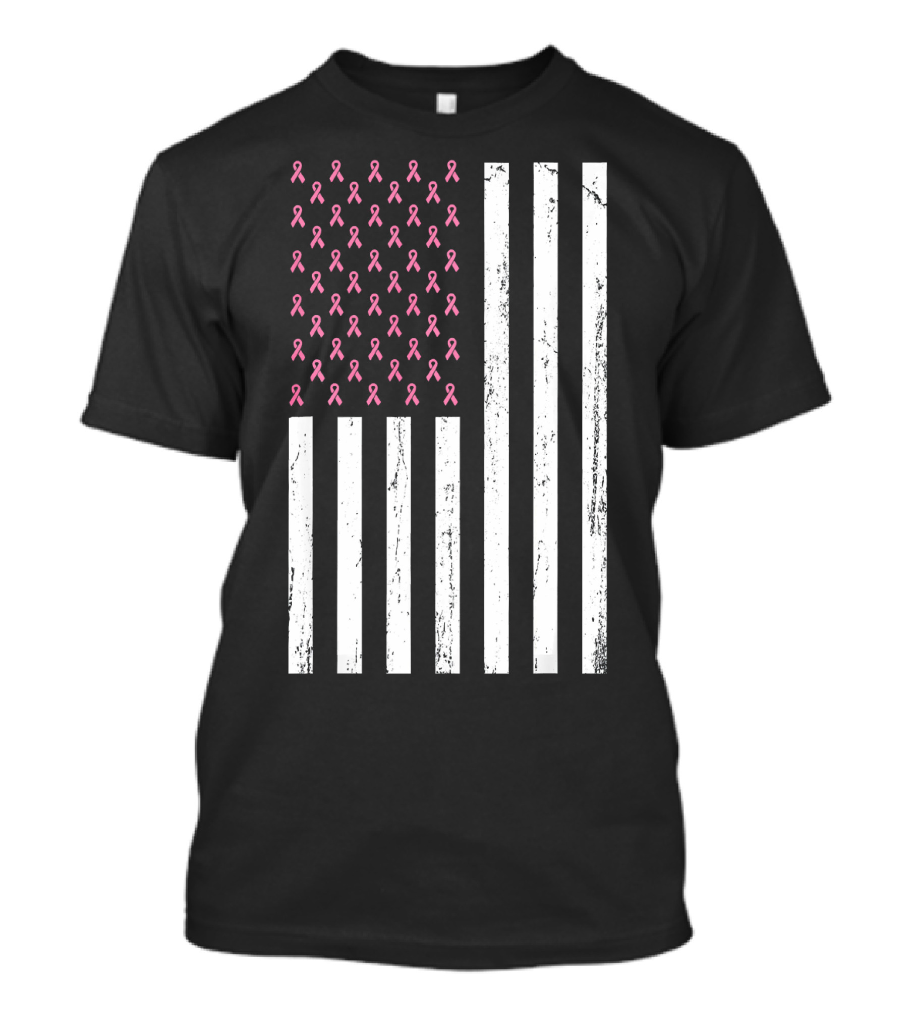 American Flag Pink Ribbons Breast Cancer Awareness T-Shirt