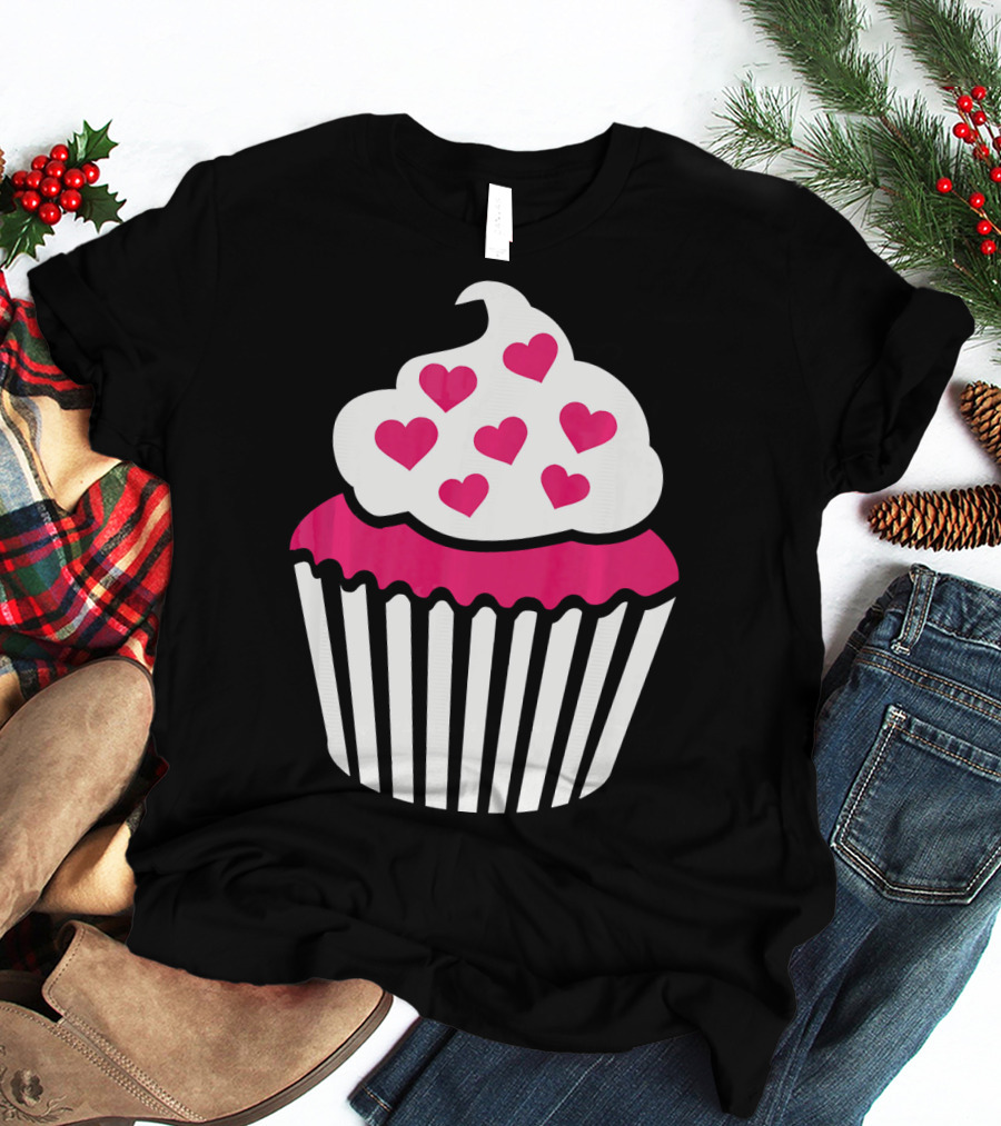 Cupcake With Pink Hearts T-Shirt