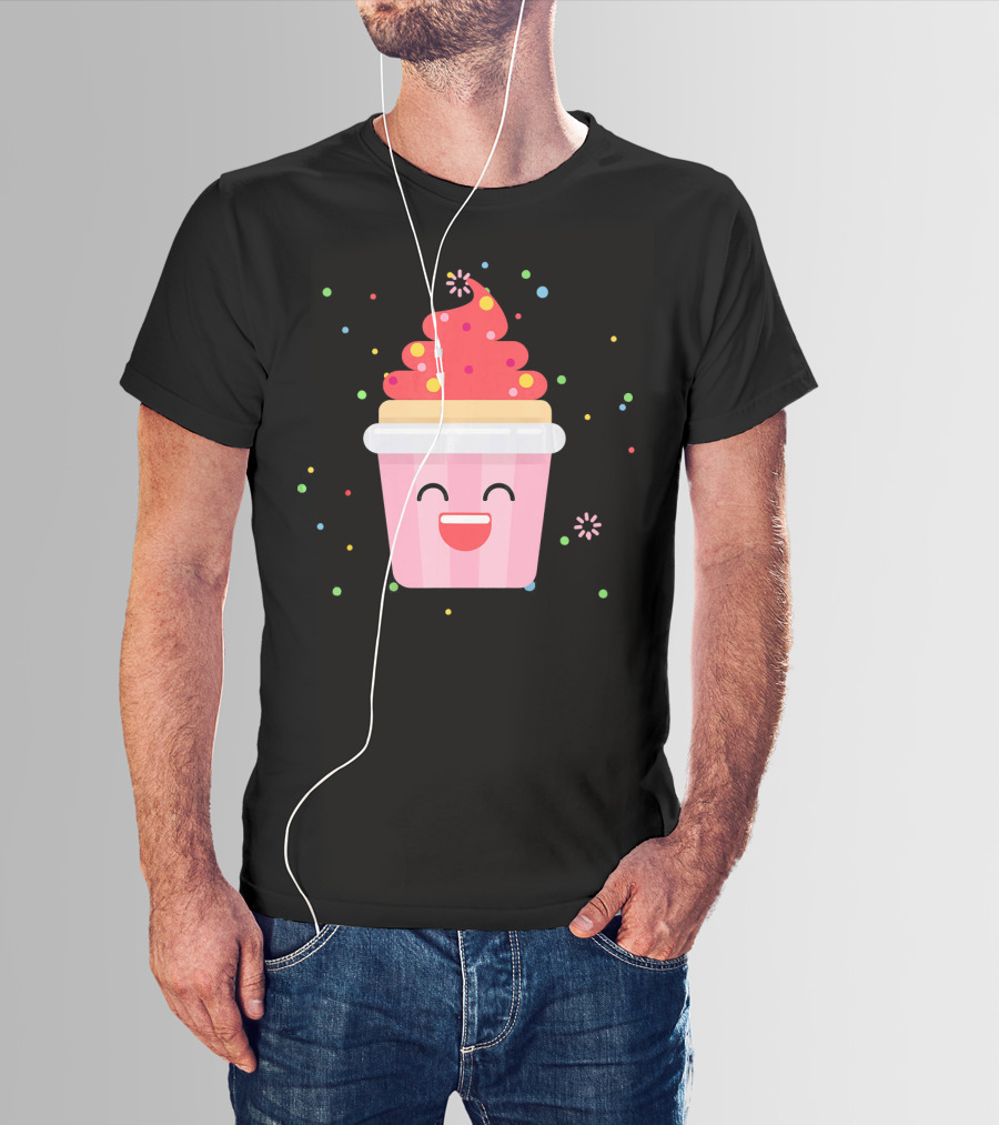 Cupcake Smiley Sweet Dessert Celebration With Sprinkles T-Shirt